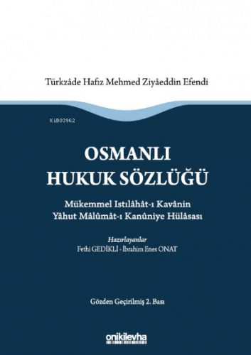 Osmanlı Hukuk Sözlüğü :